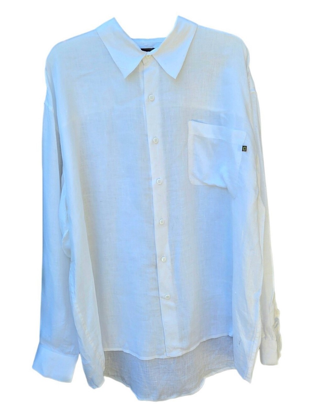 Weekendz Off Men's White 100% Linen Button-Up Long-Sleeve Shirt Resort - Size XL